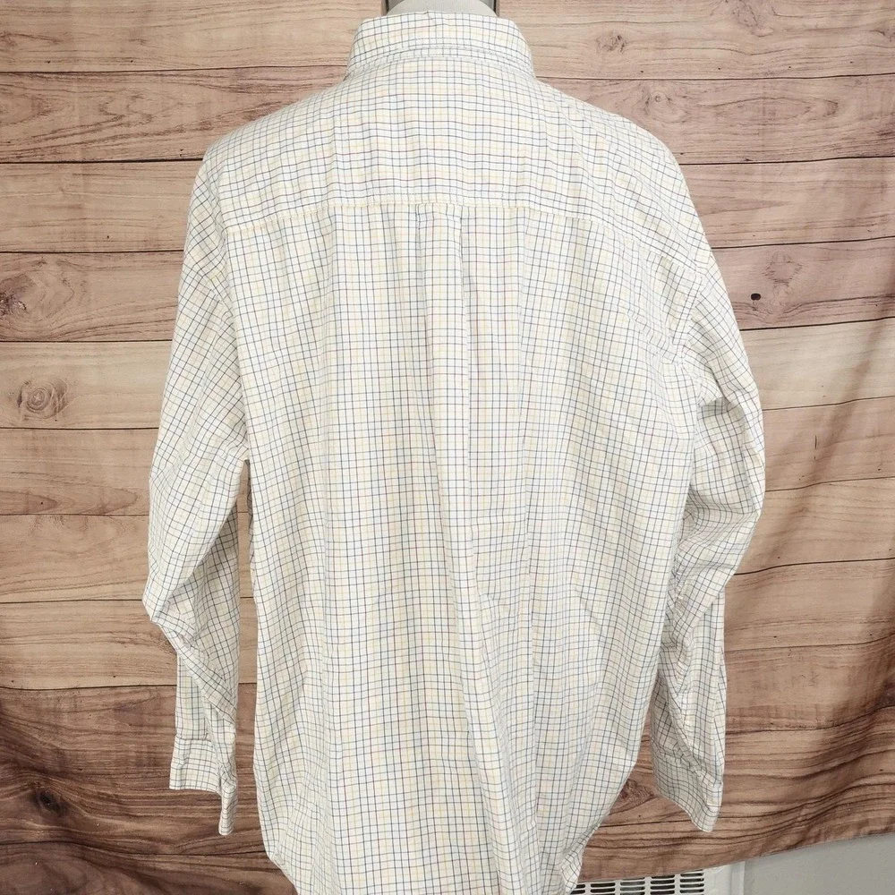 Wrangler Shirt Mens 3XL White Check Long Sleeve Button-Up Cotton Casual Pocket
